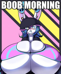 anthro big_breasts blue_hair bra breast_expansion breast_growth breasts butt butt_expansion caption clothing expansion female fur growth hair hip_growth huge_breasts huge_hips hyper hyper_breasts hyper_hips jacket looking_pleasured multicolored_bra multicolored_clothing multicolored_hair multicolored_underwear solo topwear two_tone_bra two_tone_clothing two_tone_hair two_tone_underwear underwear white_body white_fur wide_hips princecoffeecakes butterblast_(princecoffeecakes) lagomorph leporid mammal rabbit animated meme no_sound short_playtime tagme webm busty_boy_(lore) male_(lore)