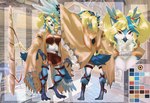2018 4_toes anisodactyl anthro artist_name avian avian_feet beak biped bird blonde_hair blue_beak blue_body blue_claws blue_ears blue_feathers blue_feet blue_hair blue_toe_claws blue_toes blue_wings breasts claws clothed clothed_anthro clothed_female clothing color_swatch english_description eyebrow_through_hair eyebrows eyelashes eyelashes_through_hair facial_markings feathers feet female female_anthro glistening glistening_beak glistening_eyes glistening_hair hair head_markings hi_res hyucaze lidigeneer_(lidigeneer) looking_at_viewer looking_away markings model_sheet multicolored_body multicolored_feathers multicolored_hair multiple_poses navel non-mammal_breasts pose solo standing talons toe_claws toes translucent translucent_hair two_tone_body two_tone_feathers two_tone_hair white_body white_feathers wings