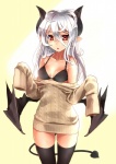 black_bra black_legwear blush bra breasts demon demon_wings female hair horn katahira_masashi long_hair long_sleeves looking_at_viewer messy_hair original pointy_ears red_eyes silver_hair simple_background solo spade_tail succubus sweater thigh_highs underwear white_hair wings
Rating: Safe
Score: 4
User: AnacondaRifle
Date: March 24, 2014