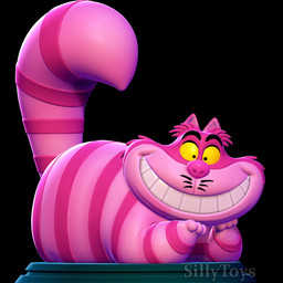 black_background feral male purple_body raised_tail simple_background smile solo stripes tail whiskers yellow_eyes sillytoys cheshire_cat_(disney) british_shorthair domestic_cat felid feline felis mammal 1:1 3d_(artwork) 3d_model_showcase digital_media_(artwork) hi_res