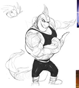 anthro bottomwear clothed clothing earless fin front_view grin head_fin male male_anthro muscular muscular_anthro muscular_male narrowed_eyes pants simple_background smile solo standing tail tentacle_hands thick_tail topwear darkgem rumble_(movie) tentacular_(rumble) aquatic fish shark partially_colored