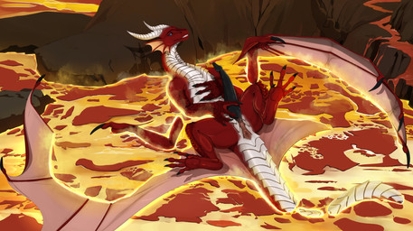 anus butt claws erection feet feral fingers genitals horn lava lying male on_back penis scales solo tail teeth toes wings ishiru mythology darziak dragon mythological_creature mythological_scalie scalie 2026 digital_drawing_(artwork) digital_media_(artwork) hi_res