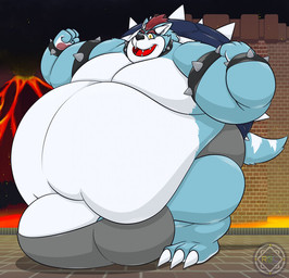 anthro belly belly_overhang big_belly big_bulge bracelet bulge clothing collar flexing horn huge_bulge hyper hyper_bulge jewelry male moobs morbidly_obese navel obese overweight overweight_male shell solo spiked_bracelet spiked_collar spiked_shell spikes spikes_(anatomy) standing underwear wolfser rygalo mario_bros nintendo ryan_(freazzy) koopa scalie