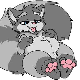ambiguous_gender belly big_belly bloated featureless_crotch feral fur grey_body grey_fur lying pawpads paws semi-anthro shortstack sitting slightly_chubby solo xenoyia kalen_(xenoyia) canid canine hybrid mammal procyonid raccoon raccoon_dog tanuki 1:1 digital_media_(artwork) low_res oekaki pawprint.ing_(artwork)