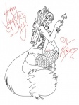 anthro arrow_(weapon) black_line_art bottomless clothed clothing corset cupid's_arrow female holidays legwear lingerie looking_at_viewer ranged_weapon solo stockings topwear weapon foxielove valentine's_day foxie canid canine fox mammal 3:4 digital_drawing_(artwork) digital_media_(artwork) line_art portrait three-quarter_portrait