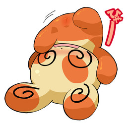 blush female feral genitals oculama open_mouth semi-anthro simple_background solo spiral spiral_eyes spiral_oculama text vulva white_background kageyama nintendo pokemon generation_3_pokemon mammal pokemon_(species) spinda 2015 japanese_text