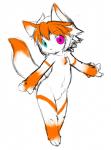 2017 anthro canid canine fox heterochromia hi_res looking_at_viewer male mammal navel rainichi simple_background solo standing white_background
