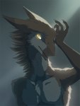 anthro claws fur grey_body grey_fur looking_at_viewer male solo teeth white_sclera yellow_eyes sidgi sergal hi_res