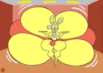 anthro bar_emanata belly big_butt bottom_heavy bottomwear bubble_butt buckteeth bulge butt butt_expansion clothing countershade_belly countershading crop_top curvy_figure emanata expansion eyelashes featureless_feet feet femboy flash_emanata fur head_tuft heart_nose heart_symbol holding_object holding_plate hotpants huge_butt hyper hyper_butt logo male midriff navel pink_cheeks plate shirt shorts small_waist solo teeth text text_on_crop_top thick_thighs topwear tuft walking wide_hips yellow_body yellow_fur thatdawgmurray femboy_hooters happy_tree_friends cuddles_(htf) lagomorph leporid mammal rabbit aliasing artist_logo artist_name digital_media_(artwork) english_text hi_res signature