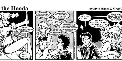 angry anthro bikini bodily_fluids breasts clothed clothed_female clothed_male clothing dancing dialogue female flying_sweatdrops fur group hair male midriff navel pole pole_dancing stripper_pole sweat sweatdrop swimwear text trio two-piece_swimsuit style_wager dela_the_hooda edith_picadelly human mammal mouse murid murine rodent 2006 comic english_text greyscale monochrome