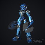 1:1 3d_(artwork) armor axe better_version_at_paywall biomechanical bionicle blender_(artwork) blue_body digital_media_(artwork) female gabby94 gali glowing glowing_eyes gradient_background hi_res humanoid lego looking_at_viewer machine mask not_furry robot robot_humanoid silver_body simple_background solo toa yellow_eyes