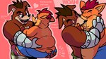 anthro blush bodily_fluids butt duo fur grope heart_symbol holding_butt kissing male male/male muscular orange_body orange_fur red_body red_fur saliva slightly_chubby text floofyboyetime activision crash_bandicoot_(series) crash_bandicoot crunch_bandicoot bandicoot mammal marsupial 16:9 english_text widescreen