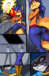 2014 anthro areola big_breasts breasts canid canine carmelita_fox clothed clothing comic covering covering_self digital_media_(artwork) erect_nipples female fox gun hook male mammal nipples procyonid raccoon ranged_weapon rape_face sly_cooper sly_cooper_(series) sony_corporation sony_interactive_entertainment sucker_punch_productions thefuckingdevil topless weapon