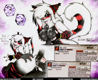 anal anal_penetration anthro anus areola barbell_piercing bedroom_eyes big_breasts big_butt black_body black_eyeshadow black_fur bodily_fluids breast_play breasts butt chest_tuft corruption cowgirl_position cum cum_in_ass cum_in_mouth cum_in_vagina cum_inside cum_on_face cum_on_penis cumshot dialogue dice disembodied_hand disembodied_penis double_anal double_penetration ejaculation eyelashes eyeshadow female fluffy fluffy_tail from_front_position fur gameplay_mechanics gangbang genital_fluids genitals glistening_eyelids group group_sex hair humanoid_genitalia humanoid_penis long_eyelashes looking_pleasured makeup male male/female multicolored_body multicolored_fur multicolored_hair narrowed_eyes nipple_piercing nipples on_bottom on_top penetration penis piercing raised_tail red_body red_fur seductive sex stretched_anus stretching tail text thick_thighs titfuck tongue tongue_out tongue_piercing triple_penetration ttrpg tuft vaginal vaginal_penetration vulva white_body white_fur studioblackfox paizo pathfinder wisper_(nevajedelo) canid canine canis domestic_cat felid feline felis mammal wolf digital_drawing_(artwork) digital_media_(artwork) hi_res mixed_media traditional_media_(artwork) url