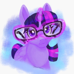 eyewear female feral glasses glowing glowing_horn horn magic simple_background smile smiling_at_viewer solo telekinesis wings sweetkllrvane friendship_is_magic hasbro my_little_pony mythology twilight_sparkle_(mlp) equid equine mammal mythological_creature mythological_equine winged_unicorn 1:1 hi_res