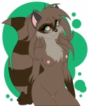 abstract_background anthro breasts eyewear female genitals glasses nipples nude pussy simple_background solo tail conditional_dnp jonas obliviousally mammal procyonid raccoon