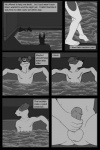 anthro balls erection genitals humanoid_genitalia humanoid_penis male masturbation muscular muscular_anthro muscular_male nude penile penile_masturbation penis smile solo swimming_pool text water dbruin canid canine canis domestic_dog mammal comic english_text greyscale monochrome