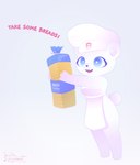 anthro blue_eyes bread clothing female food fur hat headgear headwear solo white_body white_fur wolfy_cyberware bimbo_(bakery) bimbo_bear bear mammal hi_res