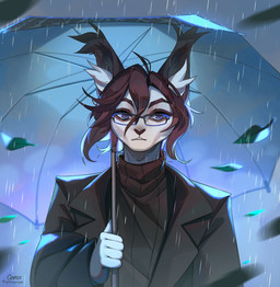 5_fingers anthro athletic athletic_anthro athletic_male autumn autumn_leaves back_markings biped black_body black_clothing black_coat black_ears black_fur black_hair black_nose black_sweater black_topwear black_trenchcoat black_turtleneck black_umbrella blue_eyes claws clothed clothed_anthro clothed_male clothing coat day ear_markings eye_markings eyebrows eyewear finger_claws fingers fog foggy_background fully_clothed fully_clothed_anthro fully_clothed_male fur glasses grey_arms grey_body grey_fur grey_hands grey_markings hair head_markings inner_ear_fluff leaf leaves_blowing leg_markings long_hair male male_anthro markings melancholic multicolored_body multicolored_fur outside plantigrade raindrops raining rainy_weather simple_background skinny slim slim_anthro slim_male small_waist socks_(marking) solo standing sweater teeth topwear trenchcoat tuft turtleneck umbrella water wet wet_body wet_clothing white_arms white_body white_chest white_fingers white_fur white_umbrella wind cordi eric_martins mammal rodent sciurid tree_squirrel 2025 bust_portrait colored digital_drawing_(artwork) digital_media_(artwork) half-length_portrait hi_res painting_(artwork) portrait