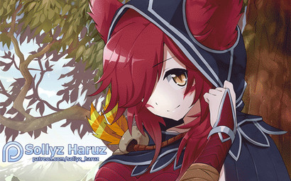 5_fingers clothing female fingers hair leaf looking_at_viewer mountain patreon_logo plant red_hair smile solo text tree sollyz league_of_legends patreon riot_games tencent xayah_(lol) animal_humanoid humanoid 16:10 2017 2d_animation animated motion_tweening url widescreen