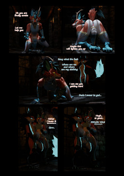 anal anal_penetration anthro butt chastity_cage chastity_device clothed clothing dialogue duo genitals horn ineffective_clothing ineffective_loincloth male male/male penetration penis presenting presenting_hindquarters sex text wings sanythefox bethesda_game_studios microsoft skyrim the_elder_scrolls eclipse_(sanythefox) sany_van_fox lagomorph mammal novabeast wolpertinger 3d_(artwork) absurd_res comic digital_media_(artwork) english_text hi_res
