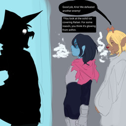 ambiguous_gender anthro blonde_hair blue_body blue_hair blue_skin female freckles frozen group hair ice male snowgrave text trio zackocafeina deltarune undertale_(series) kris_dreemurr noelle_holiday ralsei bovid caprine deer goat human mammal new_world_deer reindeer absurd_res english_text hi_res