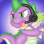 controller electronics green_eyes headgear headphones headset male open_mouth semi-anthro simple_background solo tail xskullstomperx friendship_is_magic hasbro my_little_pony mythology spike_(mlp) dragon mythological_creature mythological_scalie scalie 1:1