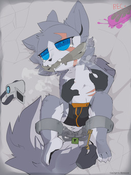 3_toes 4_fingers animal_genitalia bandage bat_(object) bdsm bedding bedding_background black_nose black_pawpads blood blue_eyes bodily_fluids bondage bound boxer_briefs breath bulge camera camera_view chain chest_scar claws cleave_gag clothed clothing colored_blood crying cuff_(restraint) cute_fangs disembodied_hand facial_scar fangs feet fingers fluffy fur gag gagged genitals grey_body grey_ears grey_fur grey_tail group hand_on_chest hands_behind_back high-angle_view hindpaw holding_object key lock lying male multicolored_body multicolored_fur multicolored_tail navel nipple_fetish nipple_play on_back padlock pawpads paws pink_blood pupils recording restraints scar shackles shota snout solo_focus straps tail tears teeth text toes topless trio underwear unusual_blood unusual_bodily_fluids video_camera white_body white_fur white_tail young presto_(artist) kang_rang_(presto) canid canine canis mammal wolf 2020 artist_name digital_media_(artwork) english_text hi_res