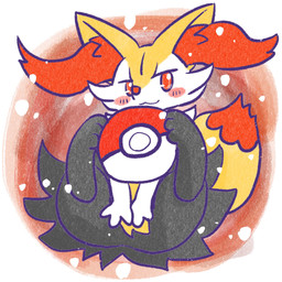 :3 ambiguous_anthro ambiguous_gender anthro biped blush blush_stickers closed_smile covering covering_crotch digitigrade dipstick_tail featureless_crotch front_view holding_object_with_feet looking_at_viewer lying markings mouth_closed on_back pokeball simple_background smile snout solo tail tail_markings annyui0611 nintendo pokemon braixen canid generation_6_pokemon mammal pokemon_(species) 1:1 2023 digital_drawing_(artwork) digital_media_(artwork) full-length_portrait hi_res japanese_description portrait translated_description