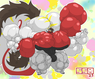 anthro big_bulge big_muscles big_tail bulge bunny_costume clothing costume holidays huge_bulge huge_muscles huge_tail hyper hyper_muscles hyper_tail macro male muscular muscular_male solo tail salsabubble easter mythology dragon mythological_creature mythological_scalie scalie hi_res