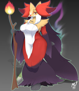 3_toes 5_fingers anthro anthrofied arm_tuft big_breasts big_tail biped black_body black_claws black_fur black_hair black_tail blonde_hair breasts cheek_tuft claws clothed clothing curvy_figure elemental_manipulation eyelashes eyewear facial_tuft feet female female_anthro finger_claws fingers fire fire_manipulation fluffy fluffy_tail front_view fur glasses gradient_background grey_background hair hair_over_eye highlights_(coloring) holding_object holding_staff humanoid_hands inner_ear_fluff long_hair looking_at_viewer magic_staff magic_user mature_anthro mature_female monotone_tail multicolored_body multicolored_fur multicolored_hair pokemorph pseudo_clothing pupils red_body red_eyes red_fur red_inner_ear_fluff red_nose shoulder_tuft simple_background smile snout solo staff standing tail thick_thighs three-quarter_view toe_claws toes tuft voluptuous white_body white_clothing white_fur white_hair white_highlights wide_hips yellow_body yellow_fur metaljaw75 nintendo pokemon pokemon_legends_z-a canid canine generation_9_pokemon mammal mega_delphox mega_evolution pokemon_(species) 2025 colored digital_media_(artwork) full-length_portrait hi_res portrait shaded signature