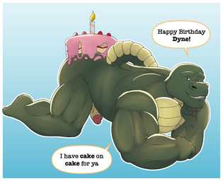 anthro balls border butt cake dessert food genitals green_body green_scales happy_birthday interspecies male male/male musclegut muscular muscular_male nipples nude penis scales sex simple_background smile solo tail text white_border tonydapig extracurricular_activities dozer_(extracurricular_activities) komodo_dragon lizard mammal monitor_lizard reptile scalie digital_media_(artwork) english_text hi_res