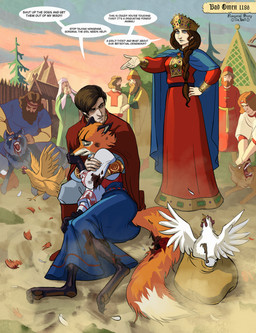 angry anthro bag black_facial_markings black_markings blood blood_on_mouth bloodied bodily_fluids breasts building clothing clutching dialogue dirt disdain dress dust eyes_closed facial_markings female folk_clothes group head_markings headdress help_me kosovorotka male markings medieval_architecture medieval_clothing nobleman noblewoman novgorad_republic paintbrush_tail red_clothing red_dress scared slavic_vernacular_architecture tail text thief wall_(structure) wood wood_wall wounded sir_paulus lisabeth_(lord_paulus) pavel_(sir_paulus) avian bird canid canine canis chicken domestic_dog fox galliform human mammal phasianid english_text hi_res story story_in_description