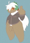 annoyed anthro anthrofied balls barefoot biped bottomless clothed clothing featureless_legs feet flaccid foreskin genitals gesture hand_gesture horn jacket male middle_finger penis pokemorph pubes solo standing topwear eternallytardy nintendo pokemon max_the_whimsicott bovid caprine generation_5_pokemon mammal pokemon_(species) whimsicott aliasing alternate_version_at_source digital_media_(artwork) flat_colors