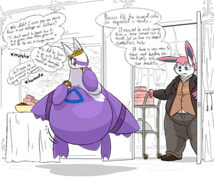 anthro belly cake dessert duo feederism female food furniture inside obese obese_anthro obese_female overweight overweight_anthro overweight_female purple_body speech_bubble table text thatoneaceguy nintendo pokemon kiki_(thatoneaceguy) eeveelution generation_3_pokemon generation_6_pokemon latias legendary_pokemon pokemon_(species) sylveon 2025 6:5 english_text