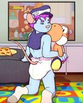 ageplay anthro clothing diaper feces male plushie roleplay soiled_diaper soiling solo unclean_diaper used_diaper young young_anthro crinklemouse mammal mouse murid murine rodent absurd_res hi_res