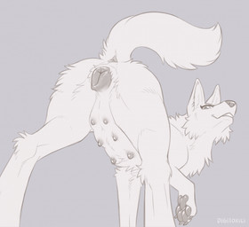 anatomically_correct anatomically_correct_genitalia anatomically_correct_vulva animal_genitalia animal_vulva anus belly_nipples butt canine_genitalia canine_vulva claws female female_feral feral genitals looking_at_viewer looking_down looking_down_at_viewer low-angle_view multi_nipple nipples pawpads paws quadruped raised_tail smile smiling_at_viewer solo tail tail_anus toe_claws vulva worm's-eye_view digitoxici canid canine mammal 2026 digital_media_(artwork) greyscale hi_res monochrome