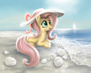 beach big_eyes boat clothing cloud cutie_mark detailed_background feathered_wings feathers female feral green_eyes hair happy hat headgear headwear outside pink_hair quadruped sailing_boat sailing_watercraft sea seashell seaside shell shore sky smile solo sun tail vehicle water watercraft wings yellow_body yellow_feathers rom-art friendship_is_magic hasbro my_little_pony mythology fluttershy_(mlp) equid equine mammal mythological_creature mythological_equine pegasus 2012 5:4 hi_res