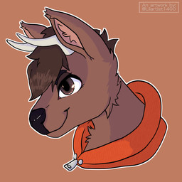 anthro antlers brown_background brown_body brown_eyes brown_fur brown_hair cheek_tuft clothing ear_tuft facial_tuft fur hair happy horn inner_ear_fluff male outline simple_background smile solo tan_body tan_fur topwear tuft dogy4rd scratch21 ed_(scratch21) deer mammal 1:1 2021 absurd_res bust_portrait digital_media_(artwork) hi_res icon portrait signature