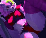 anthro claws clothing ear_piercing female fur legwear lipstick makeup multicolored_body multicolored_fur navel organs panties piercing pole presenting purple_body shoulder_pads solo spikes spread_legs spreading stockings stomach thick_thighs underwear doomboy84 five_nights_at_freddy's five_nights_at_freddy's:_security_breach scottgames steel_wool_studios roxanne_wolf canid canine canis mammal wolf hi_res