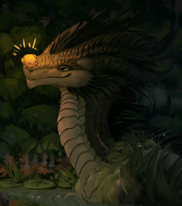 ambiguous_gender bioluminescence black_horn duo feral glowing grass grey_body grey_scales horn plant scales size_difference ventral_scales lin_fluffydragon mythology amphibian dragon frog mythological_creature mythological_scalie scalie hi_res