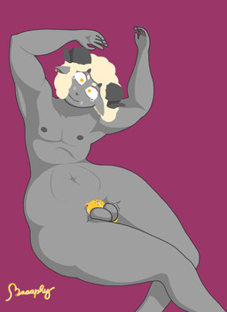 anthro balls bodily_fluids chastity_cage chastity_cage_only chastity_device chastity_device_only constricted_pupils emanata femboy genital_fluids genitals gold_(metal) gold_chastity_cage gold_chastity_device horizontal_pupils horn leaking_precum male nipples nude precum pupils small_pupils solo tears thick_thighs waking_up waking_up_in_chastity wavy_mouth wearing_chastity_cage wearing_chastity_device worried worried_look yellow_eyes baaaphyart bovid caprine mammal sheep hi_res