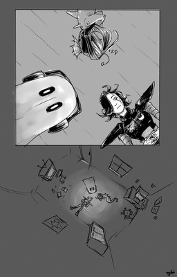 appliance black_hair chair electronics female fridge furniture group hair hair_over_eye headphones kitchen_appliance lying machine male one_eye_obstructed poster sleeping split_form television yubishines undertale undertale_(series) mettaton mettaton_ex napstablook shyren aquatic fish ghost merfolk robot siren spirit 2015 greyscale monochrome