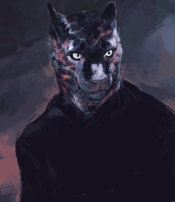 abstract_background ambiguous_gender anthro clothing fur grey_body grey_fur looking_aside markings multicolored_body multicolored_fur red_body red_fur solo topwear two_tone_body two_tone_fur whiskers white_eyes shanikafaceless felid leopard mammal pantherine half-length_portrait hi_res portrait