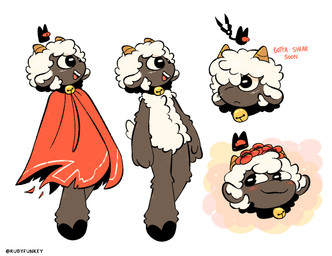 2_horns ambiguous_anthro ambiguous_gender anthro bell bell_collar blush clothing collar fur horn nude_anthro red_clothing simple_background smile solo text white_background white_body white_fur white_wool wool_(fur) rubyfunkey cult_of_the_lamb massive_monster_(studio) lamb_(cult_of_the_lamb) bovid caprine mammal sheep 2024 digital_drawing_(artwork) digital_media_(artwork) english_text hi_res