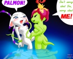 anthro arm_grab bare_breasts bath bent_arm blue_eyes blush breasts butt claws dialogue dominant dominant_female duo ear_tuft extended_arms female female/female flower_(anatomy) fur green_body green_nipples hair highlighted_text imminent_rape imminent_tentacle_rape leg_in_water legs_in_water legs_together navel nipples non-mammal_breasts non-mammal_nipples one_leg_up open_mouth partially_submerged plant plant_tentacles puffy_nipples raised_leg red_hair reflection restrained species_in_dialogue speech_bubble standing standing_in_water submerged_legs submissive submissive_female tail tail_grab tentacles text text_emphasis tuft vines water white_body white_fur agz furball bandai_namco digimon digimon_(species) elemental_creature felid flora_fauna gatomon mammal palmon tentacle_plant english_text