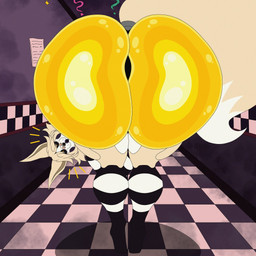 anthro big_butt black_lipstick black_makeup black_sclera butt clothing fur hair huge_butt latex latex_clothing latex_leggings latex_legwear leggings legwear lipstick machine makeup male presenting solo stockings surprised tail tan_body tan_fur tan_hair yellow_eyes yellow_latex fallencito five_nights_at_freddy's scottgames fan_character lol_(fallencito) animatronic canid canine canis fox mammal robot 1:1 hi_res