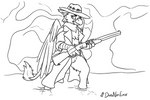 allister anthro cowboy gun holding_object holding_ranged_weapon holding_weapon hunter lever_action lever_action_rifle male ranged_weapon rifle solo swamp weapon winchester_1873 hunt_showdown mythology avian gryphon mythological_avian mythological_creature 3:2 hi_res monochrome