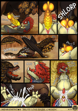 bodily_fluids cum cum_inflation cum_inside feral feral_on_feral genital_fluids genitals inflation knot knot_root knotted_penis knotting licking male male/male penis size_difference size_play tongue likeablemouse capcom league_of_monsterphiles monster_hunter bazelgeuse brute_wyvern flying_wyvern quematrice absurd_res comic hi_res