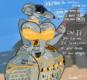 aircraft beach bedroom_eyes big_breasts body_writing brazil breast_squish breasts choker clothed clothing dialogue electronics female fishnet_clothing fishnet_legwear front_view hand_on_hip holding_object holding_phone huge_breasts jewelry legwear looking_at_object looking_at_phone machine narrowed_eyes necklace outside phone prostitution public seductive skimpy skimpy_swimwear solo squish standing text thick_thighs thigh_squish vehicle vore vore_implied wide_hips iconictm meme_clothing piranha_(iconictm) aeromorph living_aircraft living_machine living_vehicle english_text hi_res meme